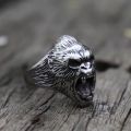 【wholesle668 Store】EYHIMD Wild The Beast Steel Ring Mens Biker Jewelry. 