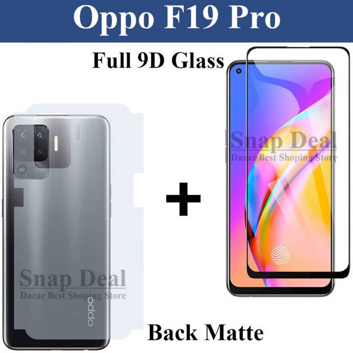 Oppo F19 Pro Full Black 9D|5D|6D|10D|11D|21D Tempered Glass Screen Protector Full Glue Edge To Edge + Back Matte Protector Soft Skin Sheet Soft Film Protection For Oppo F19 Pro