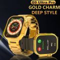 Fendior G9 Ultra Pro (Gold) Smart Watch For Men With 3 Straps Wireless Charging |Golden Edition| Gold Watch 49MM Ultra Series 8 Smartwatch Custom Watch Faces - NFC - Bluetooth Calling - Heart Rate - Sleep Monitoring - Sports Mode - Real Screws and Straps. 