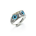 Vintage Owl Ring For Women Retro Animal Open Adjustable Ring Blue Crystal Rings Best Girl Gift Jewelry Accessories 1Pcs. 