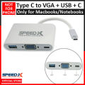 Speed X Type C to VGA + USB + Type C Female Converter / Adapter (For Type C Macbook / Notebook Laptops). 