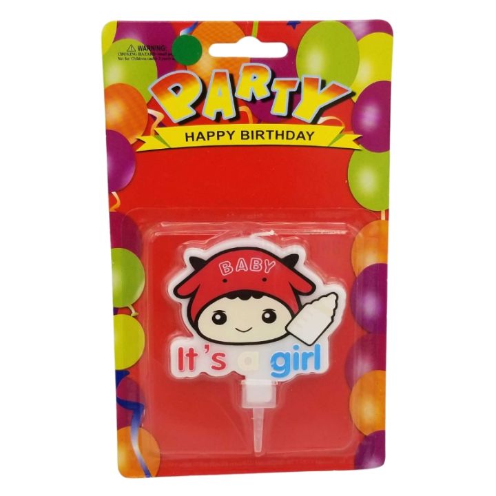 GIRLS THEME CAKE CANDLE - ITS A GIRL CANDLE FOR CAKE DECORATION