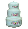Diamond 3 Piece Hot Pot Set / Insulated Food Warmer / Large 4500 ML Capcity /Medium 3500 ML Capcity /Small 2000 ML Capcity / Diamond Peacock. 
