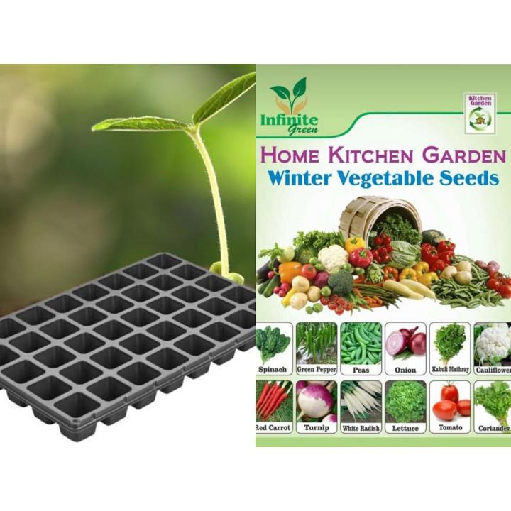 Pack of 12 winter Vegetables seed with 64 Hole seedling tray.