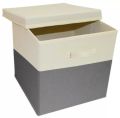 Foldable Fabric Storage Box & Square Baskit Bins with Lid For Office And Home Clothes Organizer Cubes with Handles Space saver Jewelry And Makeup Storage Box with Dual Handles in 3 Colors. 