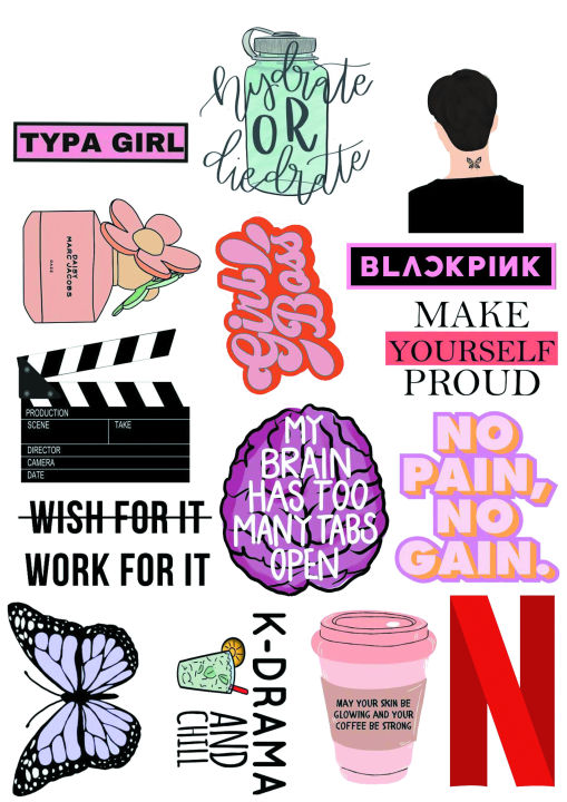 Stickers for Girls - Aesthetic Art Stickers for mobile - Netflix Stickers - K Drama Stickers - Pack of 15