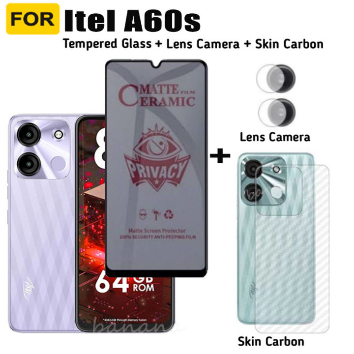 Itel A60s Privacy Tempered Glass Itel A60 A70 A50 P55 P65 Screen Protector+Camera Lens Glass+Back Film