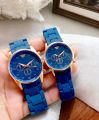 Couple Watch Rubber Chain Strap Puch Button Lock. 
