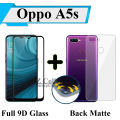Oppo A5s / Oppo A7 / Oppo F9 / Oppo A12 Full Black 9D|5D|6D|10D|11D|21D Tempered Glass Screen Protector Full Glue Edge To Edge + Back Matte Protector Soft Skin Sheet Soft Film Protector For Oppo A5s / Oppo A7 / Oppo F9 / Oppo A12. 