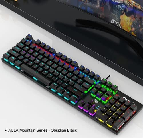 Keyboard Gaming Mechanical (Aula S-2022 Blue Switch) 20 dazzle effects clicker sound RGB mechanical keyoard