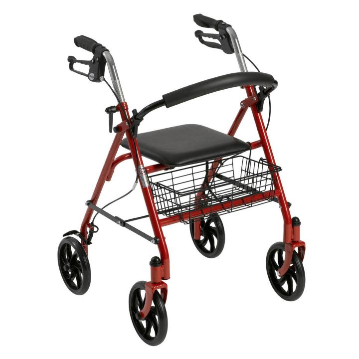 lifecare Enterprises Drive Medical Four Wheel Walker Rollator with Fold Up Removable Back Support,