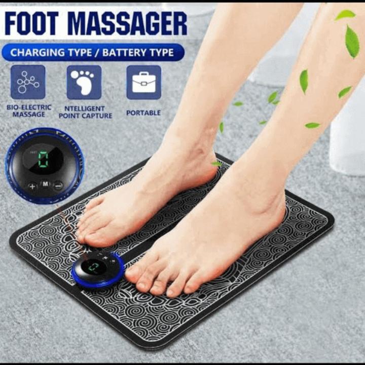 EMS Foot Massager Mat Reshaping Pad Rechargeable Bioelectric Acupoints Pulse Muscle Improve Blood Circulation Relief Stress Pain Health Care Folding Portable Mat Feet Therapy Machine for Home and Office