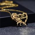 High Quality Personalized Cuban Mini Custom Nameplate Necklace Rose Flower Heart Shaped Name Necklace. 