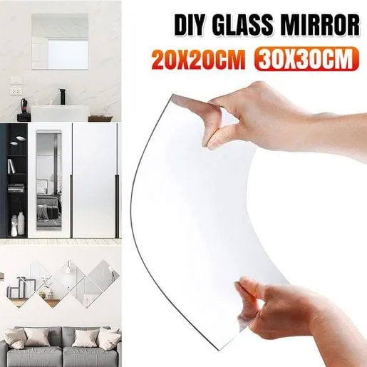 Mirror Wall Stickers - Flexible Self-Adhesive Non-Glass Oval & Square Mirror Sheets for Wall Decoration | Daraz.pk