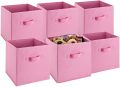 Collapsible Storage Bins - 6 Pack - These decorative fabric storage bins are collapsible and great organizers for shelves, closets, or under the bed. Suitable for clothes or to store children's toys. 