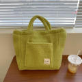 Casual Lamb wool shoulder bag Faux  Solid color Autumn Large capacity shopping bag Portable  Warm Soft fluffy faux  tote bag for Ins fashion Winter fashion Shopping Travel Daily use. 