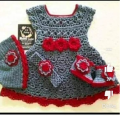 Woolen Baby Frock, Crochet Frock Full Set. 