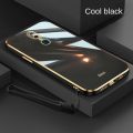 VIVO Y77 5G Luxury Square Edges Plating Back TPU Soft Phone Case with Lanyard Glossy Casing. 