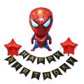 Black Happy Birthday Banner With Jumbo Size Spiderman Foil Balloon and Stars Foil Balloons Set For Kids Birthday Party Decoration .. 