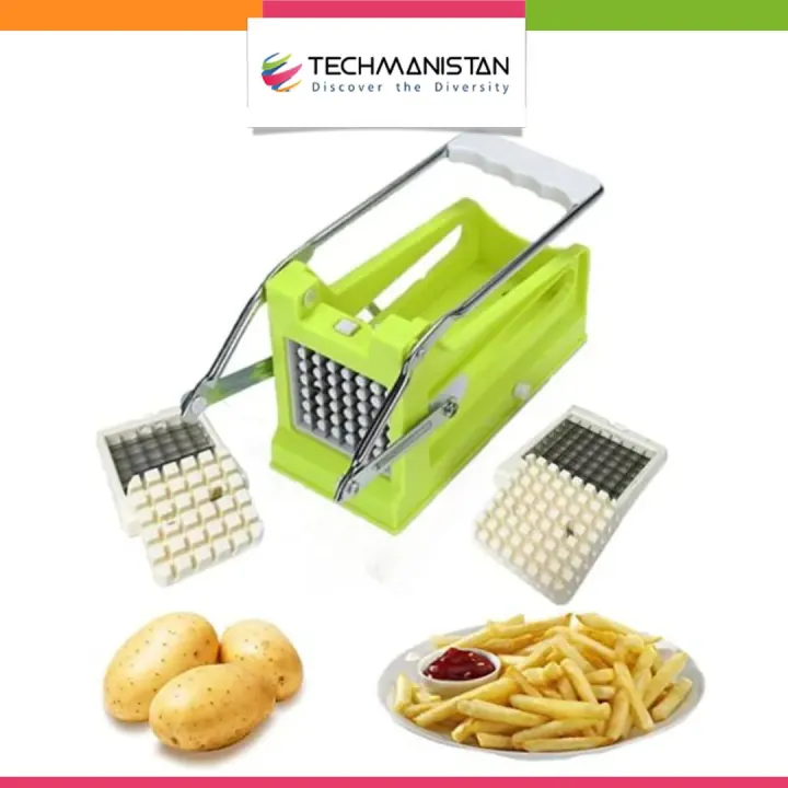 Techmanistan French Fries Cutter with 2 Interchangeable Blades, Potato ...