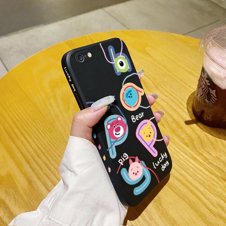 chenyyka For iPhone 6 Plus Case Thin New Design Case Side Phone Case Square Edge Silicone Casing Happy Bear Dog Full Back Cover Camera Cases Shockproof Protection Softcase