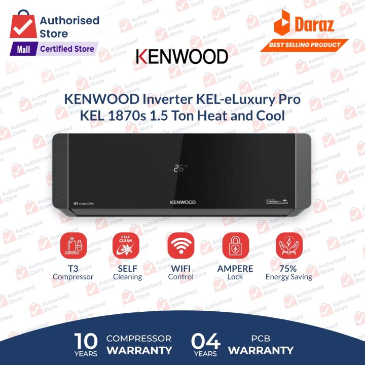 KENWOOD Inverter  AC 1.5 Ton | Model-1870S-e Luxury Pro | T3 Compressor |  | 2025 Latest Model | 75% Energy Saving | Heat And Cool | Ampere Lock | Offline Voice Control |Wi-Fi |10 Years Compressor Warranty - 4 Years PCB Card Warranty