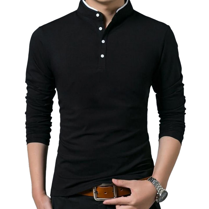 Black Collar Design Full Sleeve T-shirt