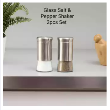 Home Basics 2 Piece Essence Salt & Pepper Shaker, Multicolored, Silver