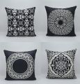 Techmanistan Pack of 5 - Random Design Black & White Geometric Cushion Covers, Throw Pillow, Decorative Case, Without Filling. 