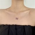 New Gold Crystal Butterfly Necklaces Charm Jewelry Pink Purple Butterfly Pendant Necklace For Women. 