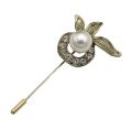Unique Fashion Scarf Brooch Flower shape with Crystal & stone Statement Pin for hijab and Function Wear Wedding Jewelry Accessories  for Girls, Women, her High Quality​ golden. 