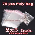 75 pcs 2x3 Transparent, Plastic Bags, Self Adhesive Seal Jewelry, Opp / BOPP Packaging Bags, Resalable Cello / cellophane bag, chamak theli for small things.. 