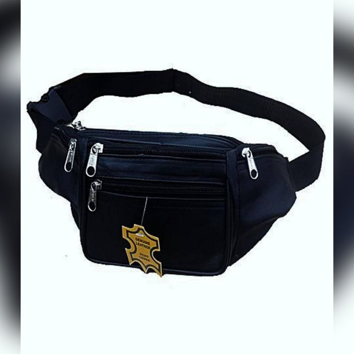 100% Genuine Leather waist belt pouch for men waist waterproof Haji Belt Bag 2 - Black