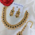 Golden Crestal Jewellery Badam Style Jadao Nagina Jewellery Set Long Lasting Polish For Beautyfull Girls Artical 7384526312. 