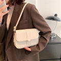 Trendy Saddle Shoulder Bag Women PU Leather Crossbody Bag Simple Solid Color Flap Messenger Bag Designer Handbags Pouch. 