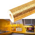 Golden Kitchen Wallpaper Self Adhesive Aluminum Foil Stickers Oil Proof Waterproof Drawer Sticker 40x200cm. 