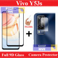 Vivo Y53s Glass Protector 9D|5D|6D|10D|11D|21D Black Tempered Glass Screen Protector Full Glue Edge To Edge + Back Camera 9H Gorilla Flexible Protector For Vivo Y53s. 