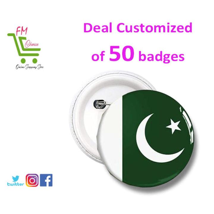 Customized 14 August  Flag and Pic Badges Deal 50 Badges