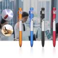 4 In 1 Multifunction Ballpoint Pen With LED Light Fold Phone Holder Night Read Writing Pencil Office School Student Stationery. 