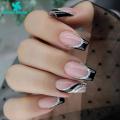 Crystal Nails Stylish Black Glitter Fake Nails 12 Sizes Safe Trendy Nail Plates for Southeast Asian Buyers Prom Nails. 