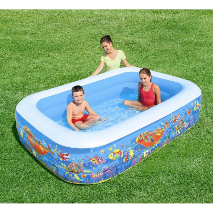 BESTWAY 54120 Inflatable  7'6" x 60" x 22" Rectangular 3-Ring  Pool for Kid & Adult Baby Bath Pool Ball Pool