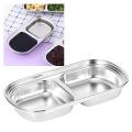 Techmanistan 2 Compartments Stainless Steel Plate, Stainless Steel Rectangular Thali Plate, 2 compartment Thali, Divided Dinner Plate, 2 Compartment Serving Tray, Nuts Tray. 