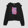 ELO - Polo Republica Women's Frill Sunday Morning Printed Fleece Sweatshirt. 