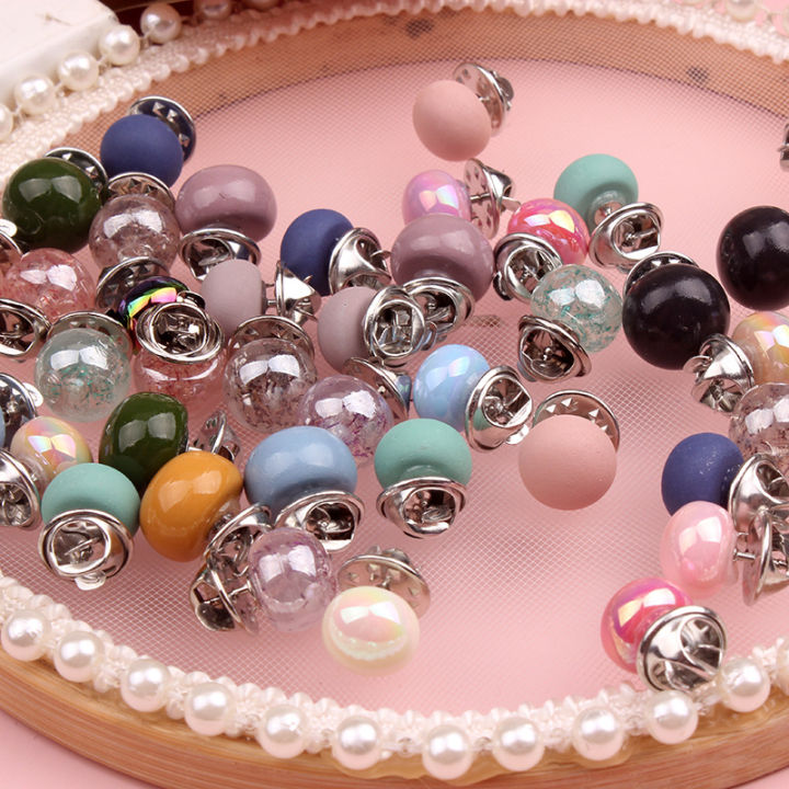 10Pcs Cover up Buttons Women Shirt Brooch Buttons Cleavage Pin Safety Pearl Brooch Buttons for DIY Clothing Sweater Shirt Decor