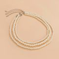 Kunjoe 3pcs/set White Imitation Pearls Choker Necklace For Men Bohemian Pearl Beaded Neck Women Jewelry Collar Accessories. 