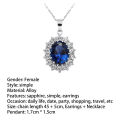 Necklace Jewelry Simple Artificial Sapphire Earrings and Necklace Set. 