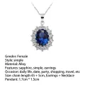 Necklace Jewelry Simple Artificial Sapphire Earrings and Necklace Set. 