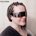 Future Wrap Around Rimless Sunglasses Women Men Weird Siamese Halloween Party Year 2000s Kilo Hacker Y2K Technology Sun Glasses. 