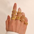 Fashion 18k gold stainless steel jewelry women adjustable beautiful stainless steel 18k gold ring. 