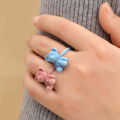Vintage Flocking Bear Rings -Women Girls Kids Kawaii Geometric Adjustable Plush Animal Finger Open Rings -Trendy Jewelry Gift. 